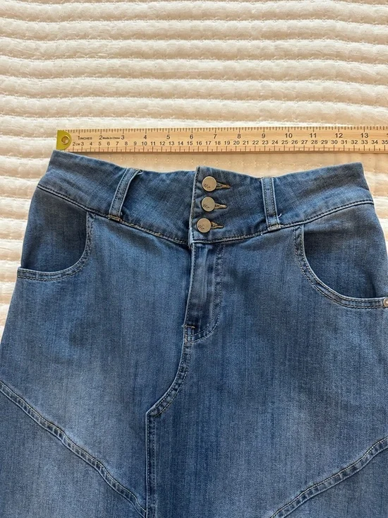 Wash Lab Denim Pieced SZ 26 Denim Maxi Skirt - Vintage Blue - Picture 8 of 12